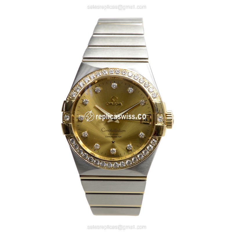 Omega 123.25.38.21.58.001 CONSTELLATION Automatic 18kt Gold & Diamond & Steel - View 2