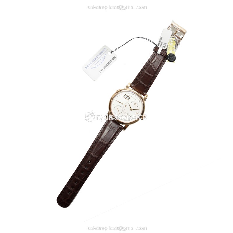 A Lange & Sohne Replica - 320.032 Grand Lange - Automatic - 18kt Rose Gold - White Dial - Brown Alligator Buckle - View 2