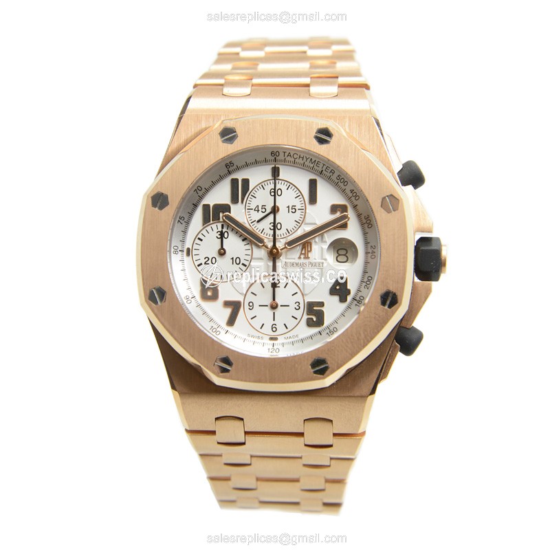 Audemars Piguet ROYAL OAK OFFSHORE Replica - Auto - 18kt Rose Gold - Silver Dial - View 2