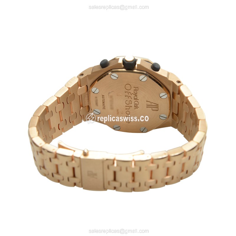 Audemars Piguet ROYAL OAK OFFSHORE Replica - Auto - 18kt Rose Gold - Silver Dial - View 4