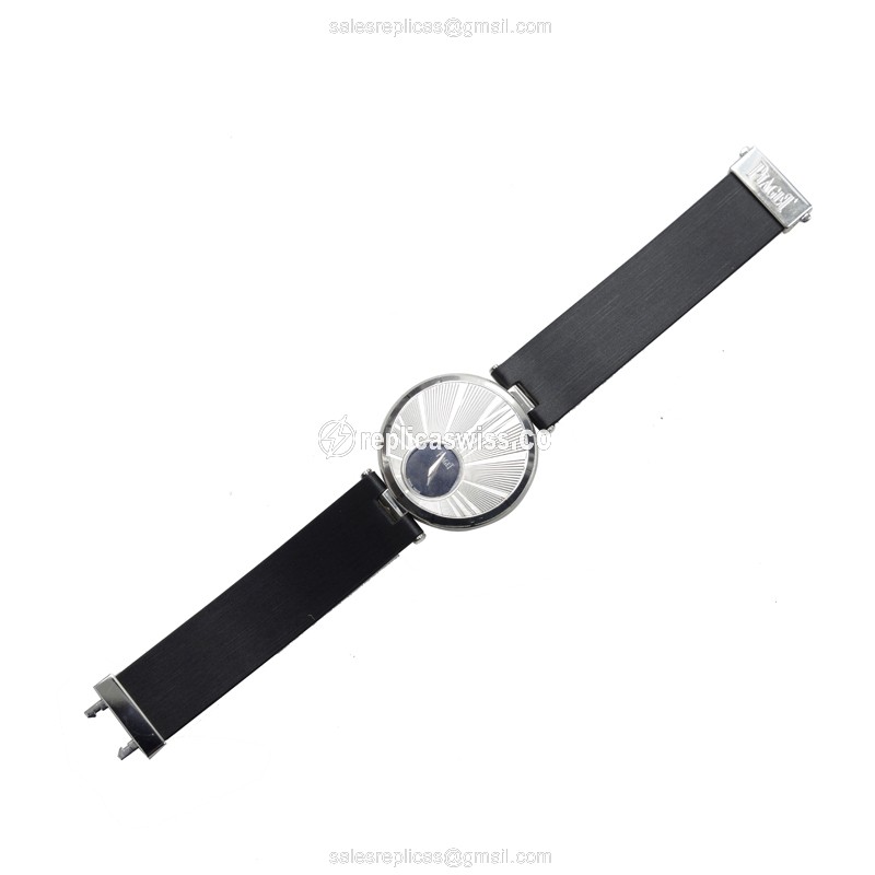 Piaget Limelight Replica - Automatic - 18kt White Gold - Diamond - Silver Dial - Silk Black Strap - View 4