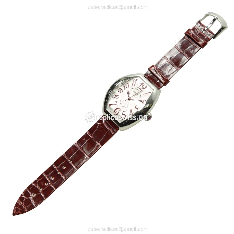 Franck Muller 5000 H SC Master Comp - Automatic - Steel Case - Silver Dial - Red Leather Strap - View 2