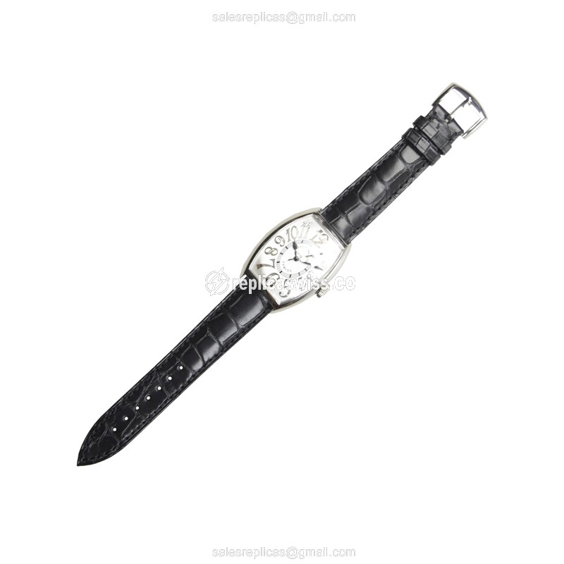 Franck Muller 5850 SC REL AC Curvex Replica - Automatic - Stainless Steel Case - Silver Dial, Black Alligator Strap - View 2