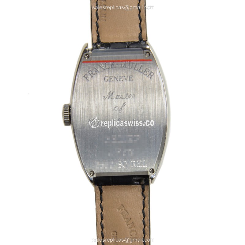 Franck Muller 5850 SC REL AC Curvex Replica - Automatic - Stainless Steel Case - Silver Dial, Black Alligator Strap - View 3