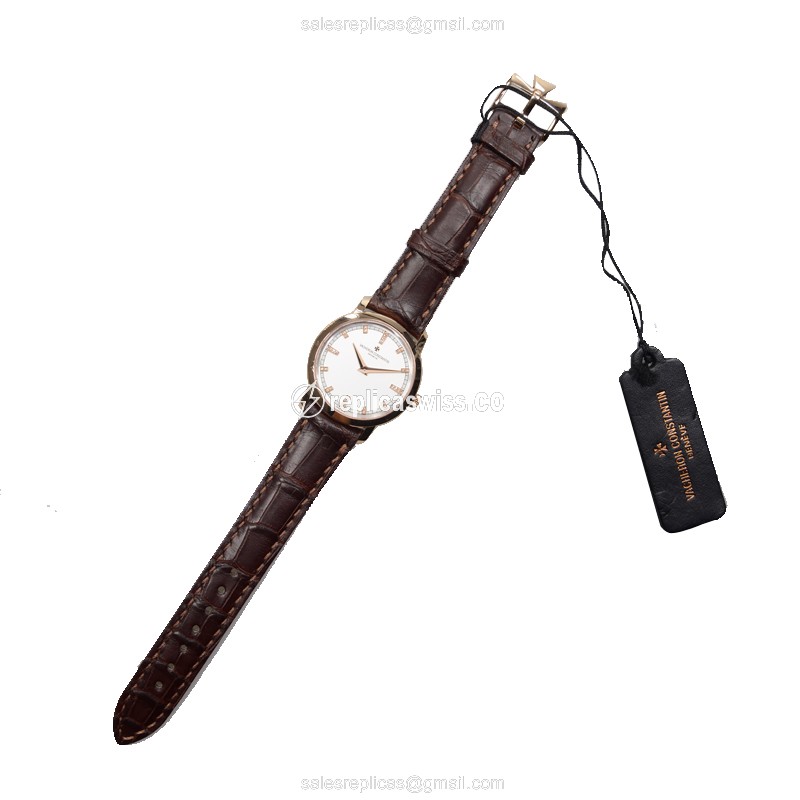 Vacheron Constantin 25155/000R-9585 TRADITIONNELLE - Quartz - 18kt Rose Gold - White Dial - Buckle Clasp - View 2