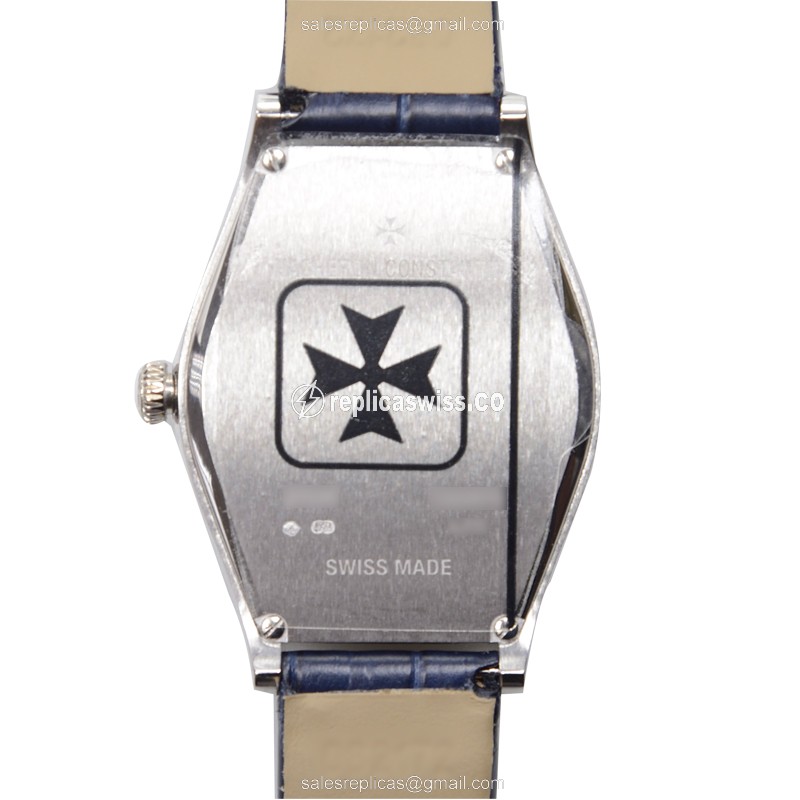 Vacheron Constantin Replica - 25530/000G-9741 - Quartz - 18kt White Gold - Diamond - White Dial - Blue Alligator Buckle - View 3