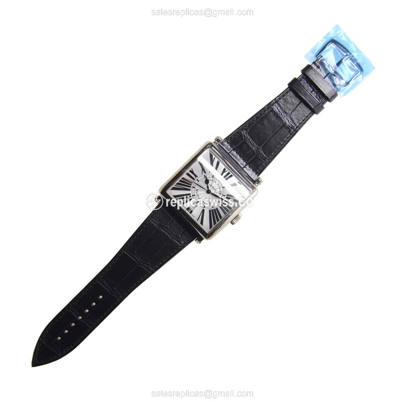 Franck Muller 6000 H SC DT R OG Replica - Automatic - 18kt Gold - Silver Dial - Black Alligator Strap - View 2