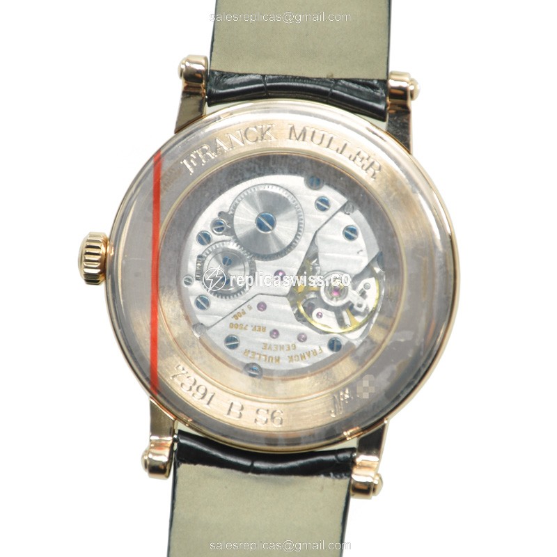 Franck Muller 7391 B S6 Vintage - Manual Wind - 18kt Rose Gold - Black Dial - Alligator Strap - Buckle Clasp - View 3