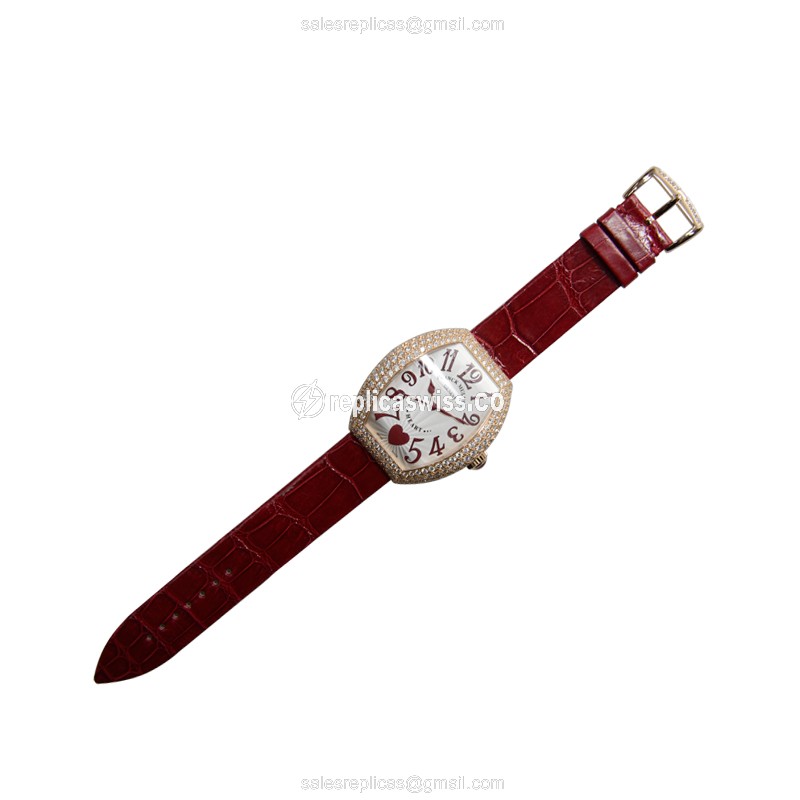 Franck Muller 5000 H SC C 6H D3 Replica - Automatic - 18kt Rose Gold - Diamonds - Silver Dial - View 2
