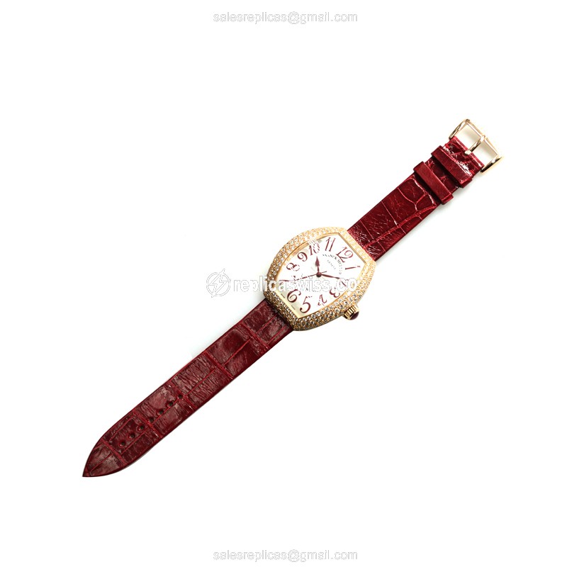 Franck Muller 5000 H SC D3 Replica - Automatic - Rose Gold Case - Diamond Bezel - Silver Dial - View 2
