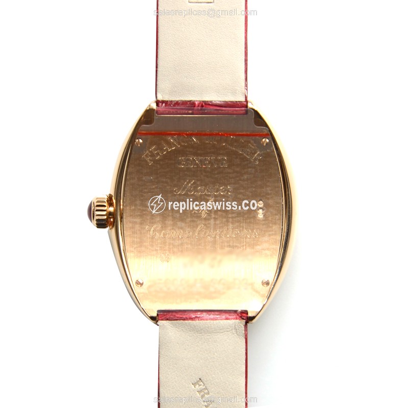 Franck Muller 5000 H SC D3 Replica - Automatic - Rose Gold Case - Diamond Bezel - Silver Dial - View 3