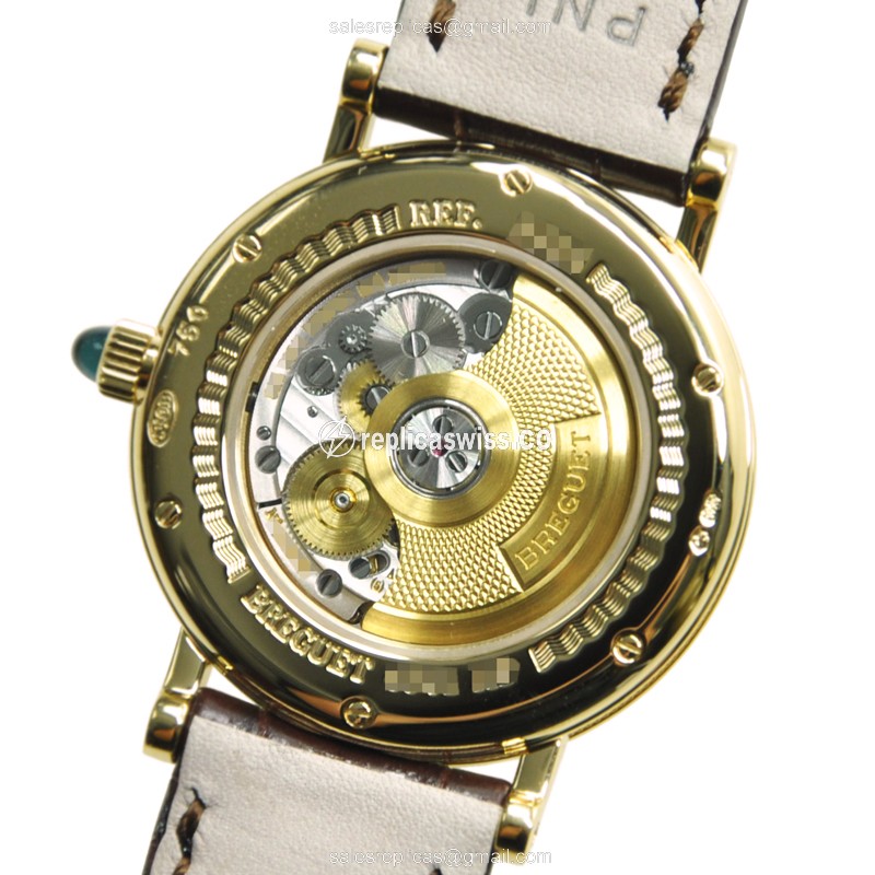 Breguet 8068BA/52/964/DD00 Classic Automatic 18kt Gold Diamond Silver Dial Buckle Brown Alligator Strap - View 3