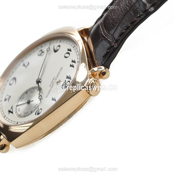 Vacheron Constantin Historiques 82035/000R-9359 - Manual Wind 18kt Rose Gold - White Dial, Brown Alligator Strap - View 3
