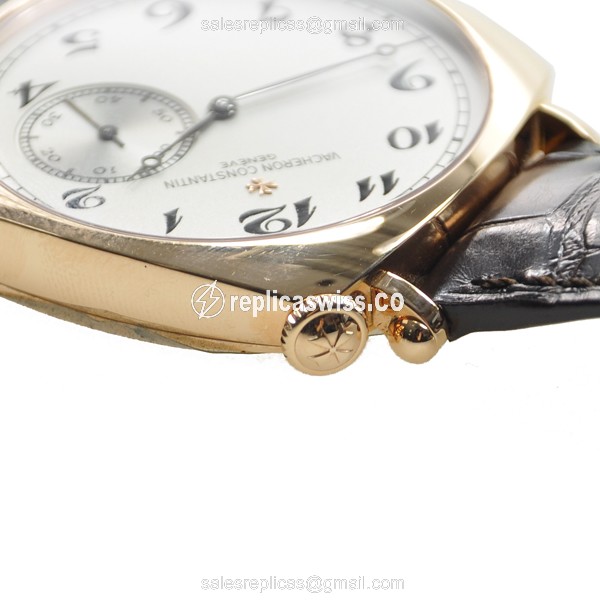 Vacheron Constantin Historiques 82035/000R-9359 - Manual Wind 18kt Rose Gold - White Dial, Brown Alligator Strap - View 4