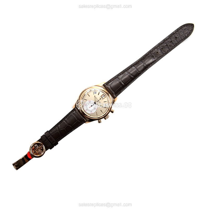 Patek Philippe 5960R-001 Complications - Manual Wind - 18kt Rose Gold - Gray Dial - Brown Alligator Strap - View 2