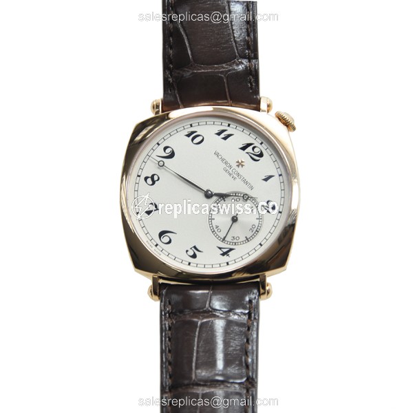 Vacheron Constantin Historiques 82035/000R-9359 - Manual Wind 18kt Rose Gold - White Dial, Brown Alligator Strap - View 2