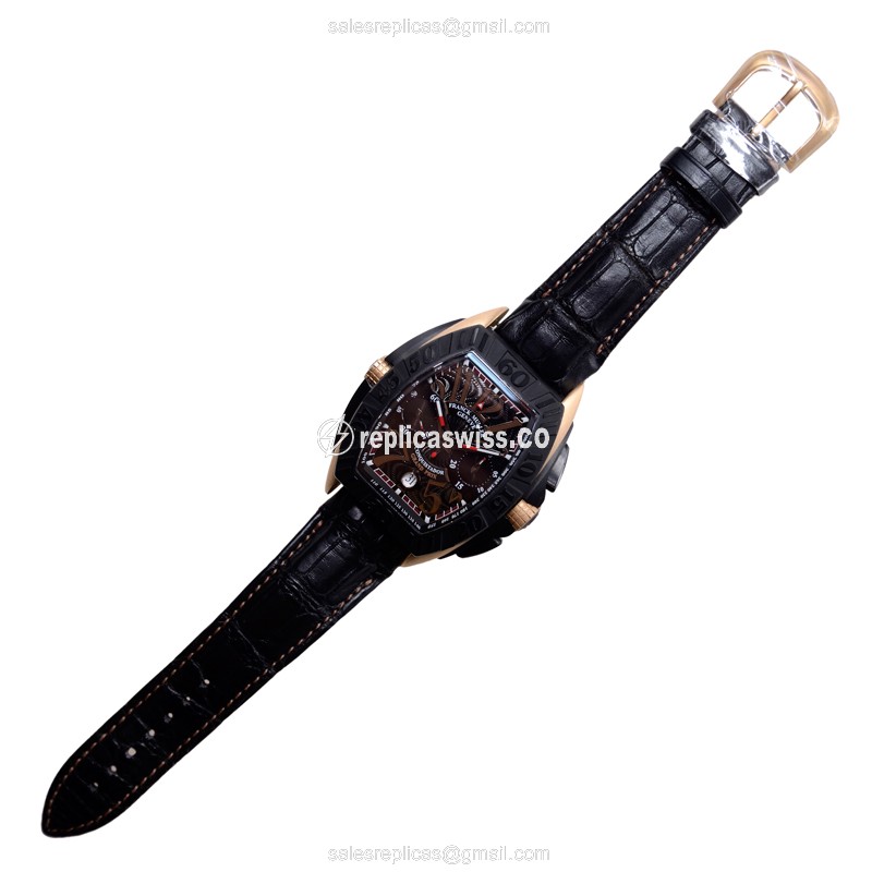 Franck Muller Conquistador GPG - Automatic - Titanium Case - Black Dial - Alligator Black Buckle - View 2