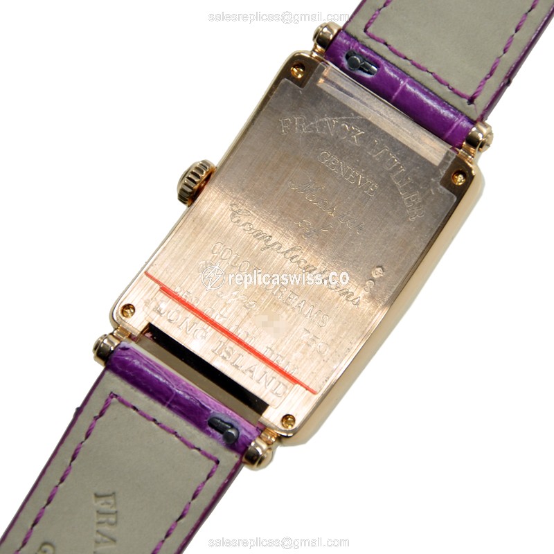 Franck Muller 952 QZ COLDRM - Quartz - 18kt Rose Gold - Silver Dial - Alligator Purple - Buckle Clasp - View 3