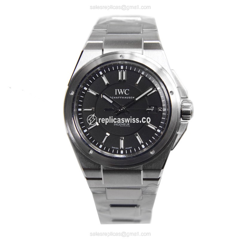 IWC Ingenieur Replica - Automatic - Stainless Steel - Black Dial - Silver Strap - View 2