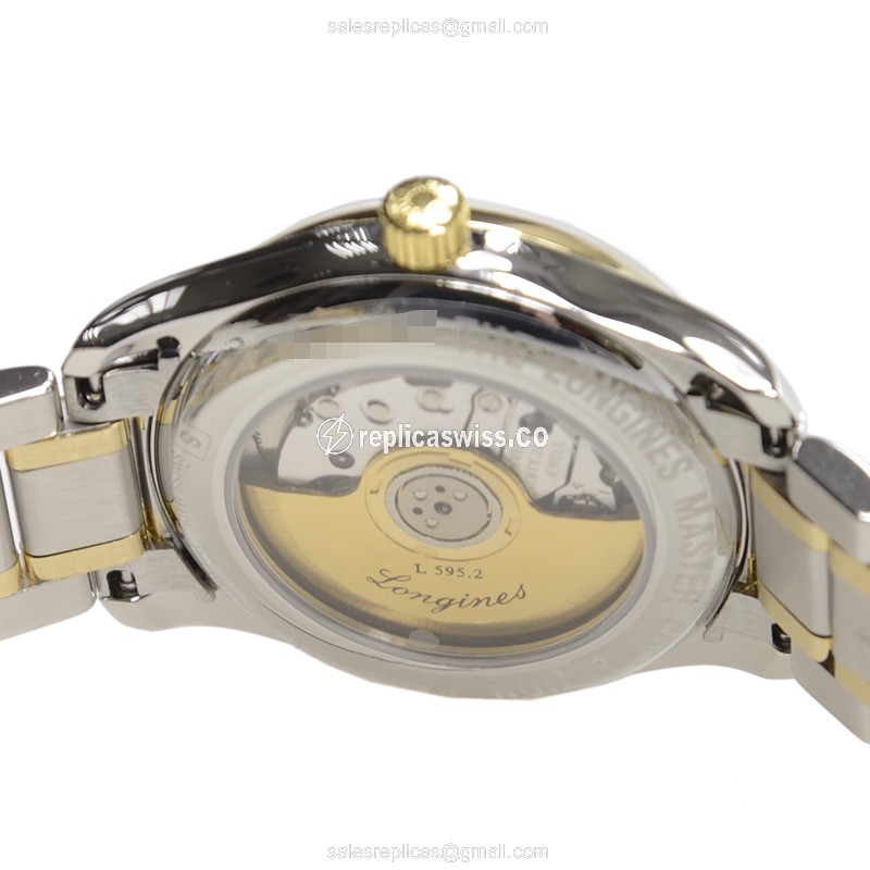 Longines L2.257.5.78.7 Replica - Automatic - 18kt Gold/Steel - White Dial, Silver Clasp - View 4