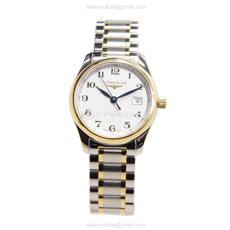 Longines L2.257.5.78.7 Replica - Automatic - 18kt Gold/Steel - White Dial, Silver Clasp - View 2