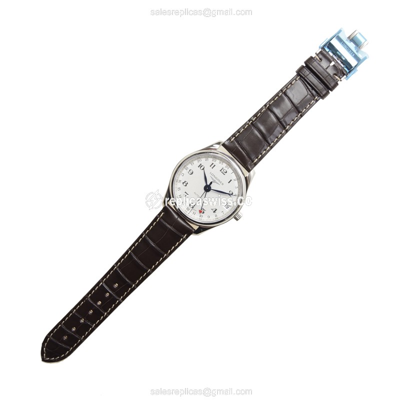 Longines Master Automatic Stainless Steel - Silver Dial, Brown Alligator Strap - View 2