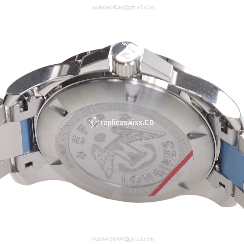 Longines CONQUEST Quartz - Black Dial, Steel Case, Silver Clasp - View 4