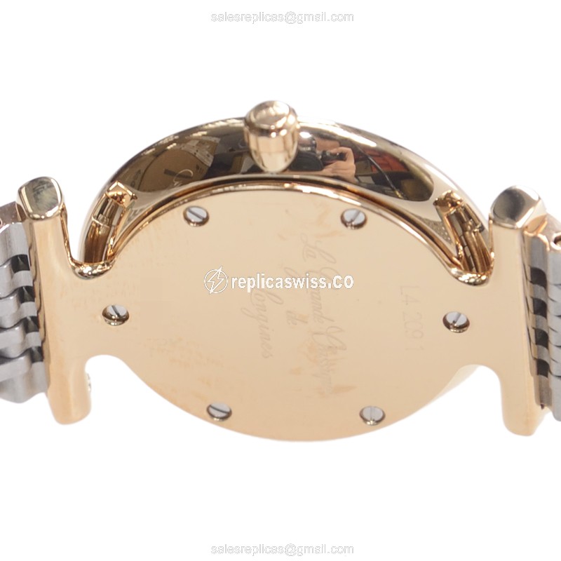 Longines L4.209.1.87.7 Replica - Quartz - Gold PVD Case - White Dial - Gold 18kt Strap - View 4