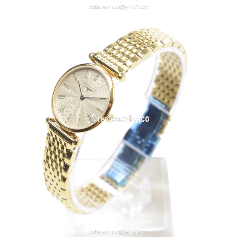 Longines L4.209.2.41.8 Replica - Quartz - Gold PVD - Beige Dial - View 3