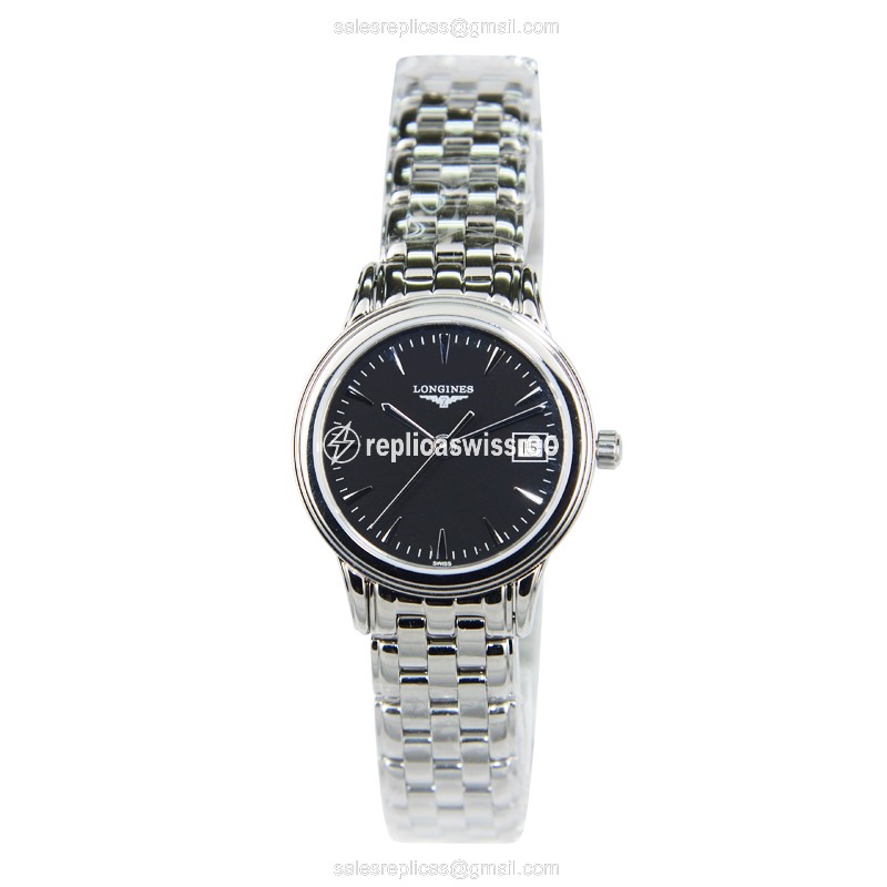 Longines L4.216.4.52.6 Flagship Quartz - Steel Case, Black Dial, Silver Clasp - View 2