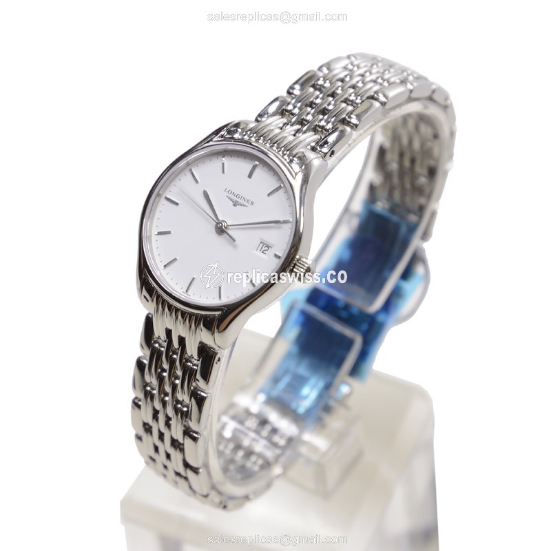Longines Lyre Quartz - Stainless Steel Case, White Dial - Steel Clasp, Silver Strap - View 3