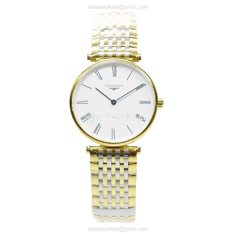 Longines LA GRANDE Replica - Automatic - PVD Gold - White Dial, Silver Clasp - View 2