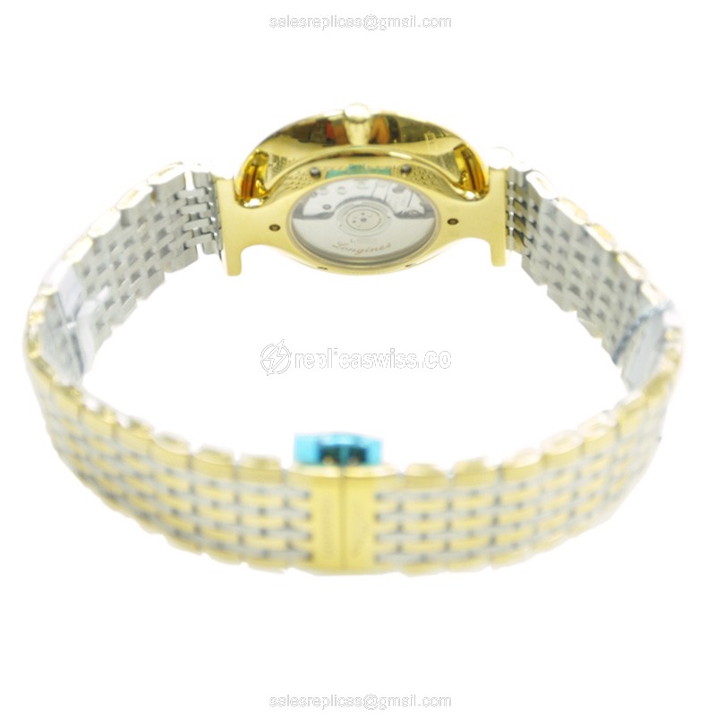 Longines LA GRANDE Replica - Automatic - PVD Gold - White Dial, Silver Clasp - View 4