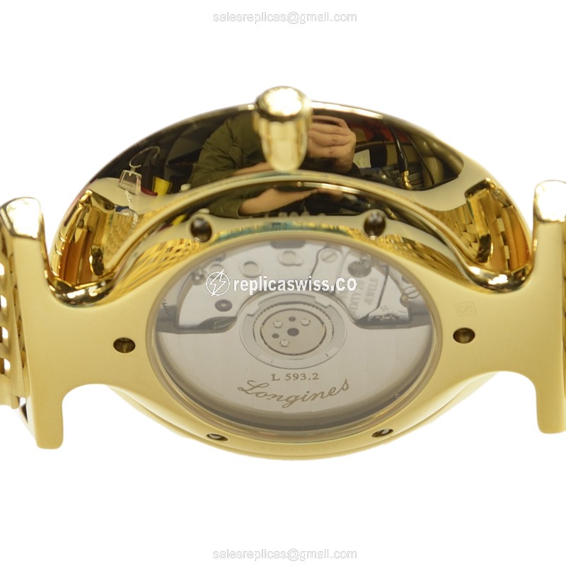 Longines LA GRANDE Replica - Automatic - 18kt Gold - Gold Dial on Gold Strap - View 4