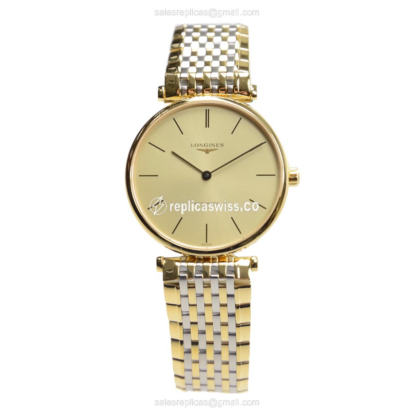 Longines L4.708.2.32.7 Replica - Automatic - PVD Gold Case - Gold Dial, Gold Strap - View 2