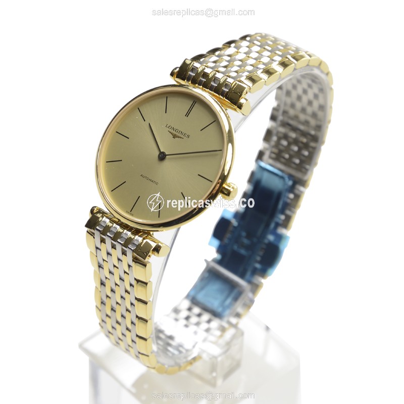 Longines L4.708.2.32.7 Replica - Automatic - PVD Gold Case - Gold Dial, Gold Strap - View 3