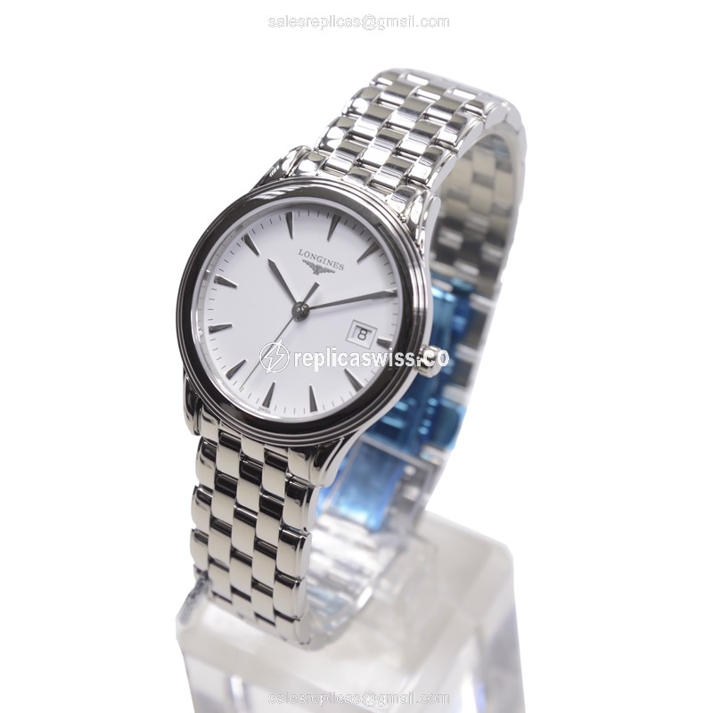 Longines L4.716.4.12.6 Quartz Steel - White Dial Silver Clasp Steel Strap - View 3