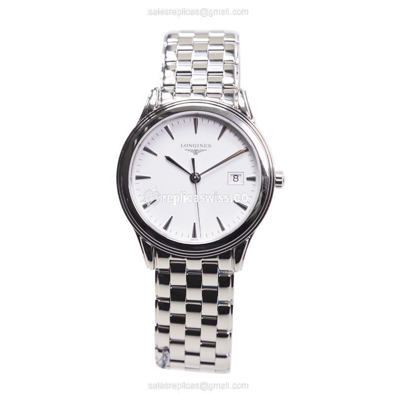 Longines L4.716.4.12.6 Quartz Steel - White Dial Silver Clasp Steel Strap - View 2