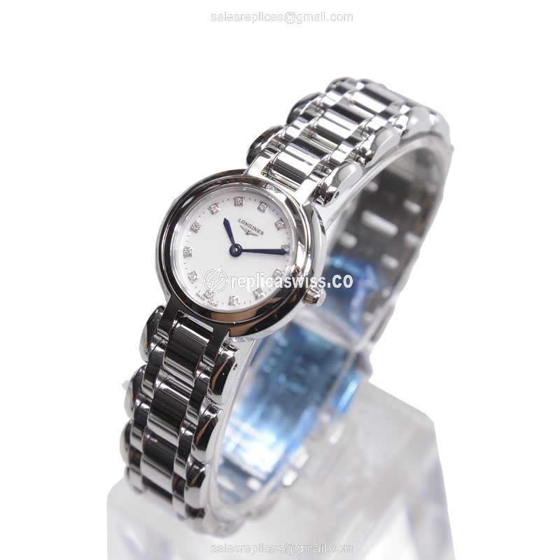 Longines Prima Luna Replica - Quartz - Steel Case, White Dial - Silver Steel Clasp - View 3