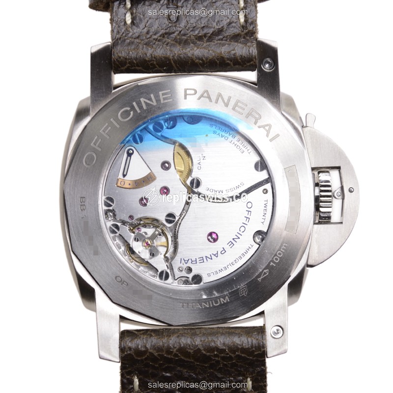 Panerai PAM00368 Luminor - Manual Wind - Titanium Case - Brown Dial - Brown Cowhide Strap - View 3