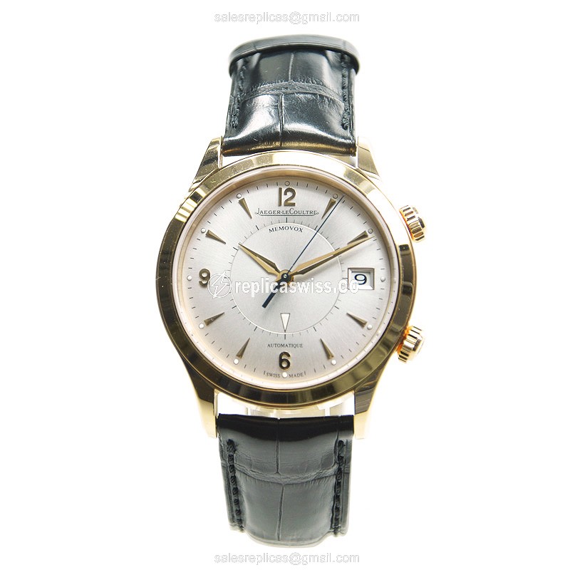Jaeger-Lecoultre Q1412430 Replica - Ultra Thin - Automatic - 18kt Rose Gold - Silver Dial - Black Alligator Strap - View 2