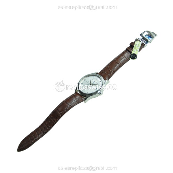 Jaeger-Lecoultre Q1628430 Replica - Ultra Thin - Automatic - Steel Case - Silver Dial - Brown Alligator Strap - View 2