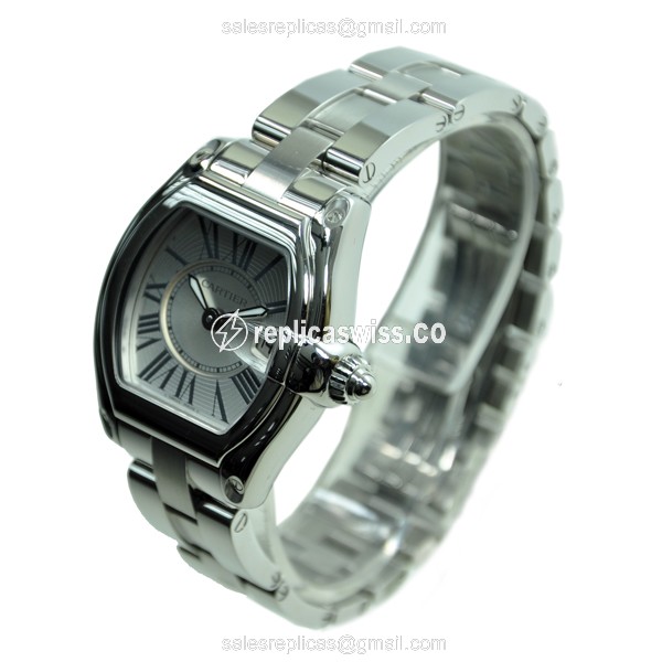 Cartier Roadster Replica - Quartz - Silver Steel Case - Silver Dial - Steel Band - View 3