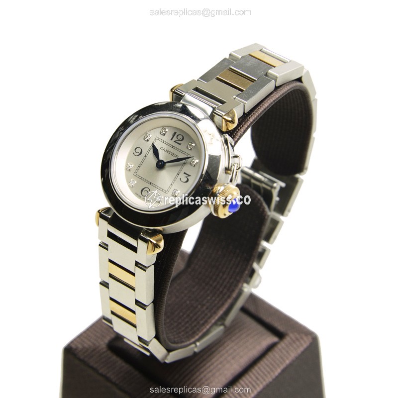 Cartier Pasha De Cartier Quartz - Steel Case - Silver Dial - 18kt Steel Strap - View 3