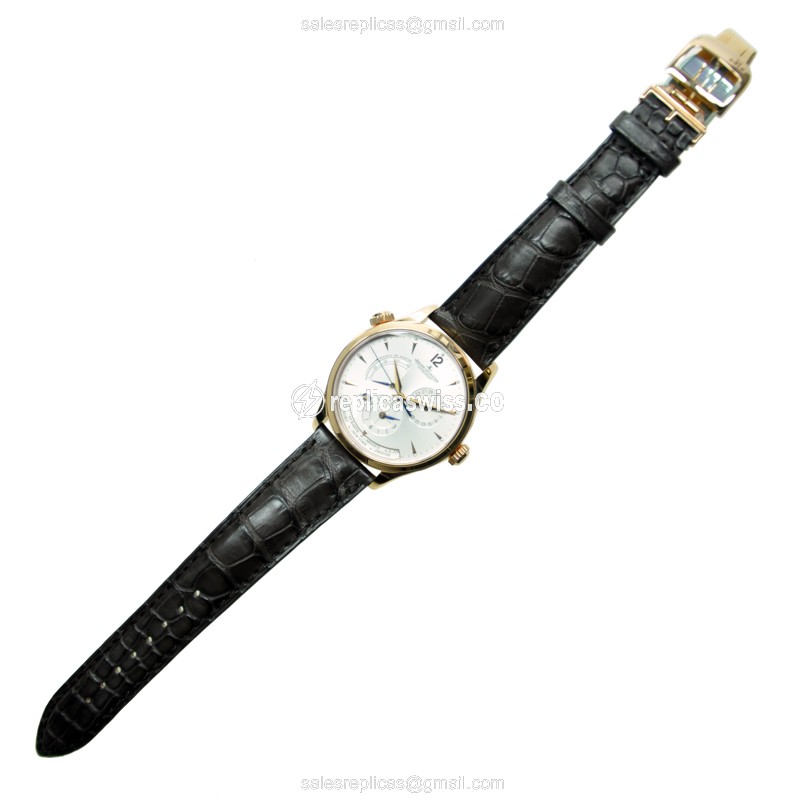 Jaeger-Lecoultre Q1422421 Replica - Ultra Thin - Automatic - Rose Gold - Silver Dial - Brown Alligator Strap - View 2