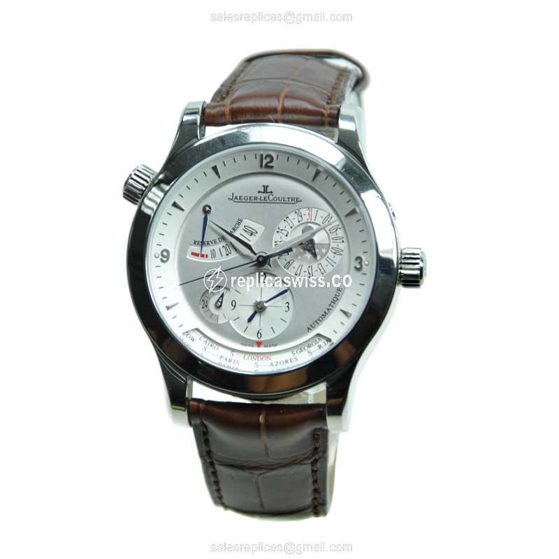 Jaeger-Lecoultre Q1508420 Replica - Ultra Thin - Automatic - Steel Case - Silver Dial - Brown Alligator Strap - View 2