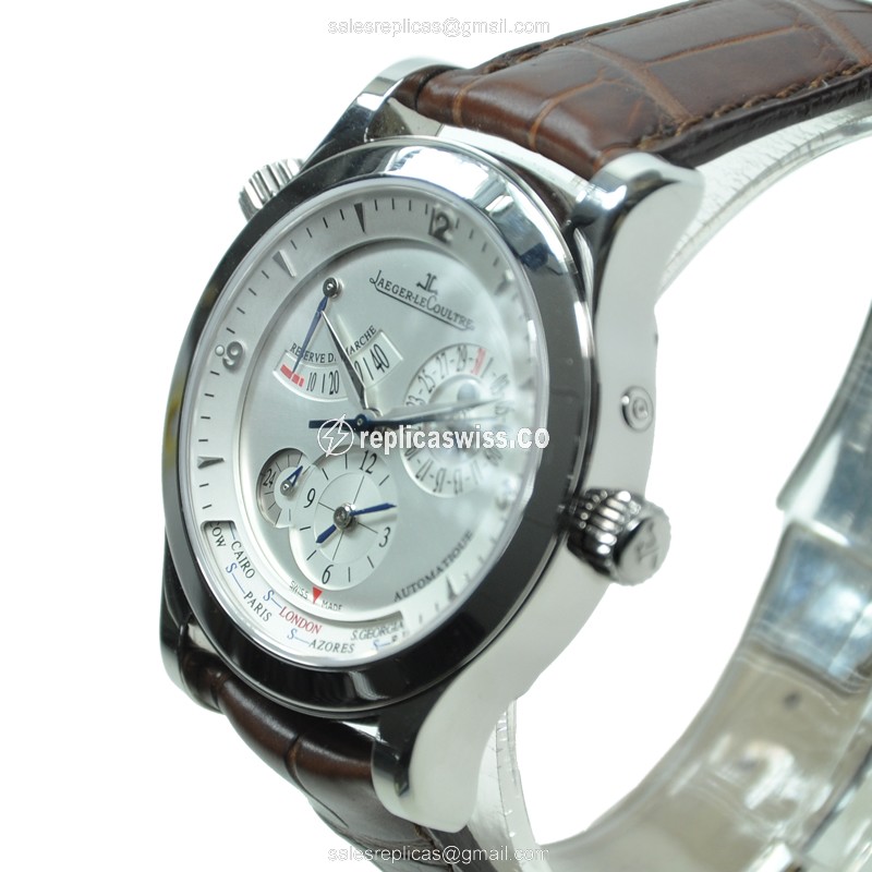 Jaeger-Lecoultre Q1508420 Replica - Ultra Thin - Automatic - Steel Case - Silver Dial - Brown Alligator Strap - View 3