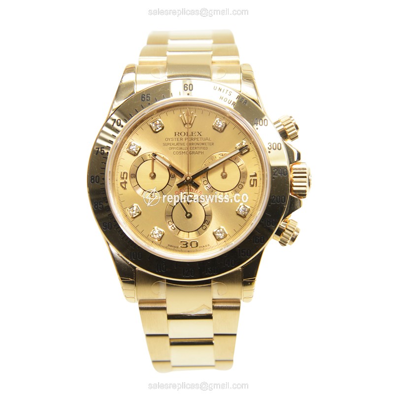 Rolex Daytona Replica | Automatic | Gold Case | Gold Dial, Gold Clasp & Gold Strap - View 2