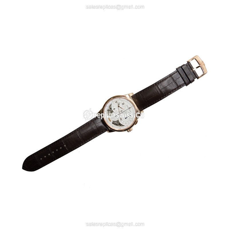 Jaeger-Lecoultre Q6012521 DUO - Manual - 18kt Rose Gold - Silver Dial - Brown Alligator Buckle - View 2