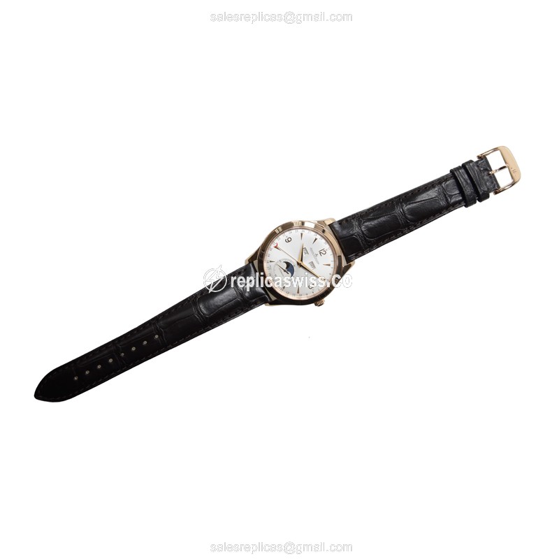Jaeger-Lecoultre Q1552520 Replica - Ultra Thin - Automatic - 18kt Rose Gold - Silver Dial - Brown Alligator Strap - View 2